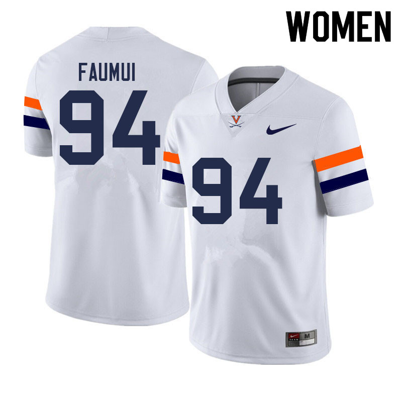Women #94 Aaron Faumui Virginia Cavaliers College Football Jerseys Sale-White - Click Image to Close